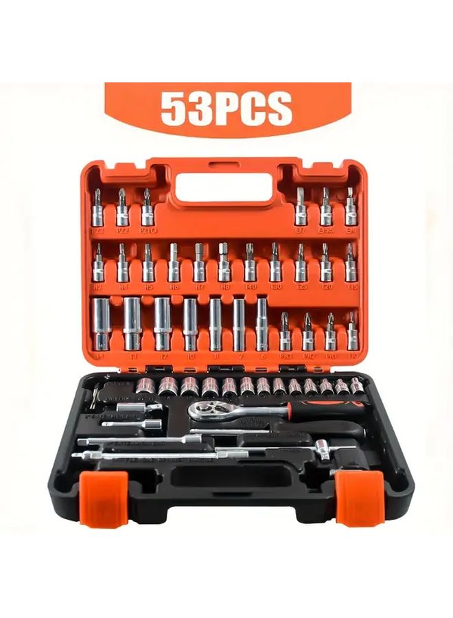 53 Pcs Boxed Ratchet Socket Wrench Set Multi Purpose Tool for Home Auto Repair Halloween - Image 5