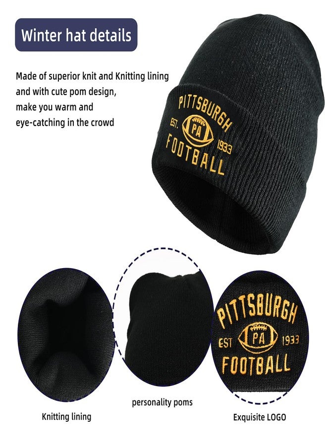 mtstaowe Vintage Classic Skull Cap Beanie Hat Cuffed Winter Hat Knit Comes with Warm Gloves Gifts for Men Women Fans - Image 2