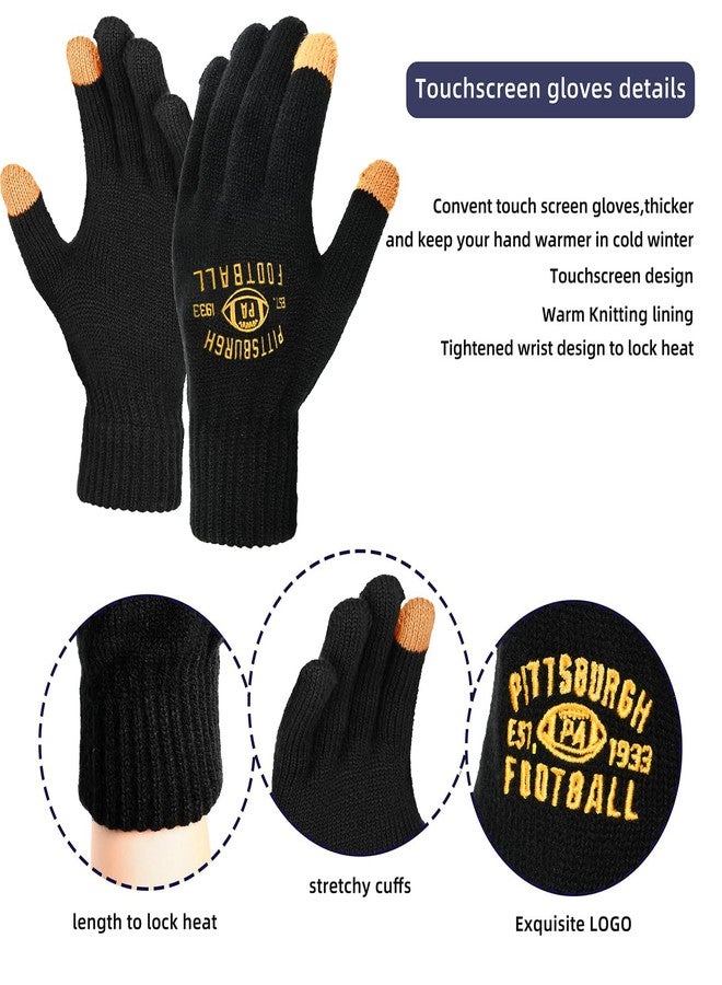 mtstaowe Vintage Classic Skull Cap Beanie Hat Cuffed Winter Hat Knit Comes with Warm Gloves Gifts for Men Women Fans - Image 3