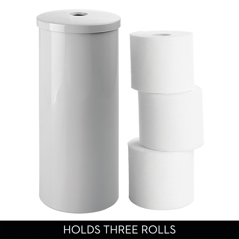 iDesign Freestanding Toilet Paper Canister with Lid for 3 Extra Rolls, Gray, Made in USA - Image 4