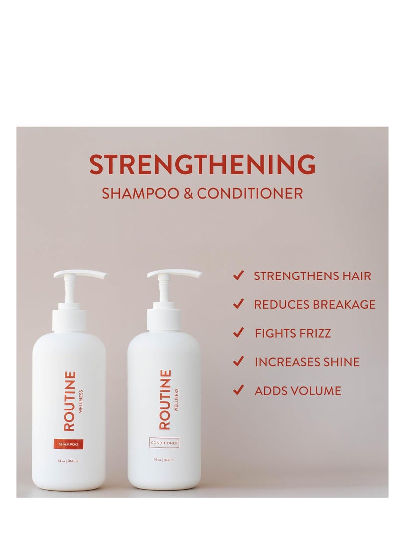 Routine Wellness - Shampoo and Conditioner Set for Stronger Hair - Biotin | Color Safe | Sulfate-Free | Vegan | Clinically Tested | Nourishing Oils and Vitamins - Coconut & Vanilla 14oz (Pack of 2) - Image 1