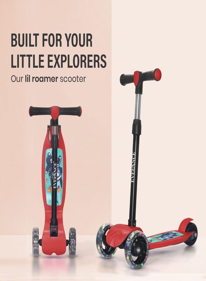 EVELANCE 3 Wheel Kids Road Runner Scooter with Adjustable Height, Foldable Kick Scooter for 3+ Years | Skating Scooter Outdoor Toy for Boys & Girls, Birthday Gift | 50kg Capacity(Red) - Image 2