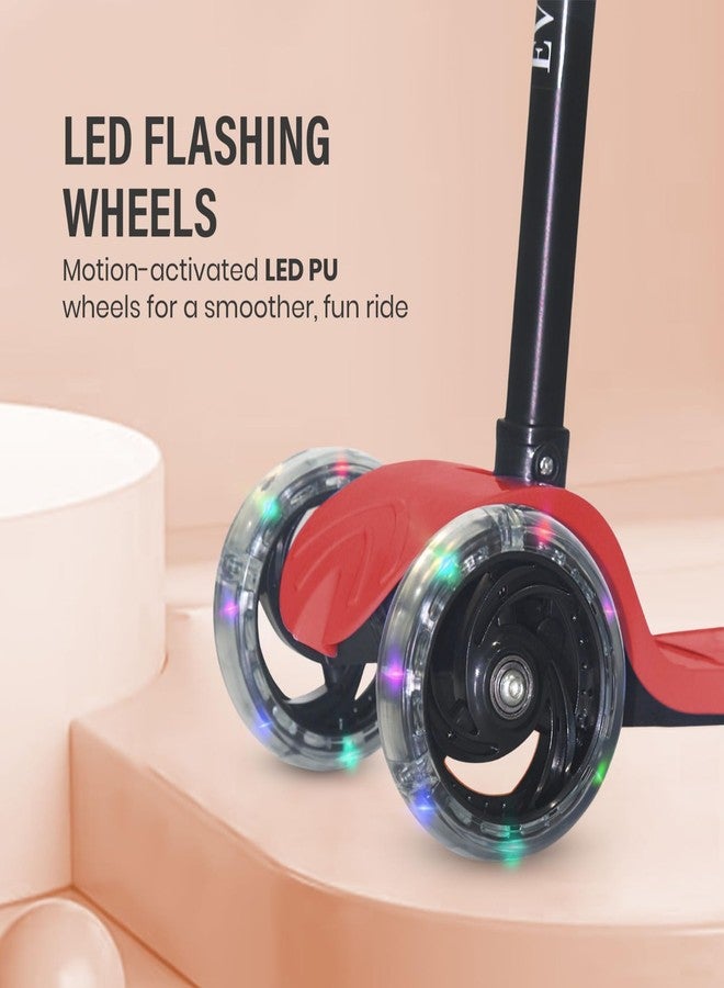EVELANCE 3 Wheel Kids Road Runner Scooter with Adjustable Height, Foldable Kick Scooter for 3+ Years | Skating Scooter Outdoor Toy for Boys & Girls, Birthday Gift | 50kg Capacity(Red) - Image 4