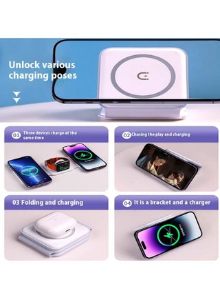 Charging Station for Apple Multiple Devices: 3 in 1 Foldable Magnetic Wireless Charger Stand for Mag-Safe iPhone - Travel Charging Dock for iPhone 15 14 13 12 Pro Max Plus  Apple Watch  Airpods - pzsku/ZD6A5B9E392F70AECE43FZ/45/1746935282/c965c441-0871-437c-ae9d-eaa864c48591