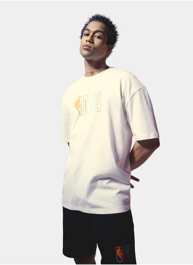 DeFacto DeFacto NBA Wordmark Oversize Fit TShirt - White