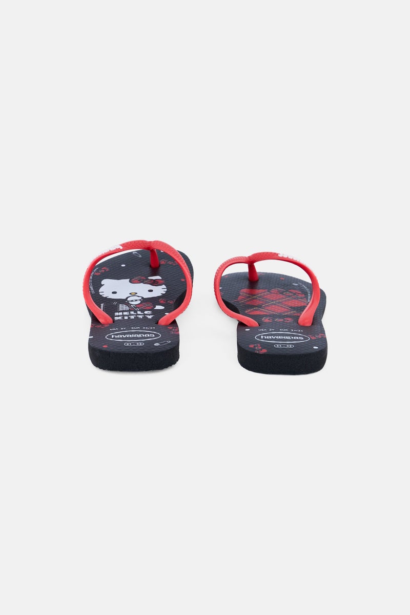 havaianas Kids Girl Hello Kitty Slip On Slippers, Black  - Image 4