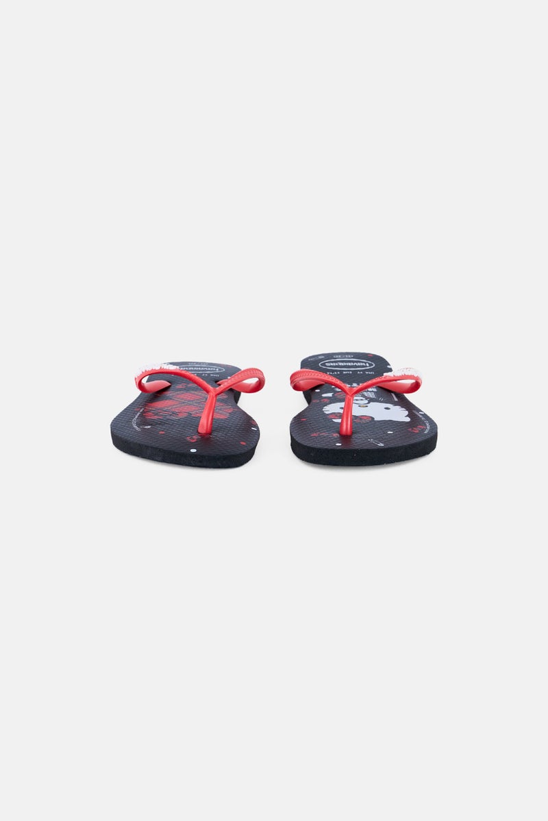 havaianas Kids Girl Hello Kitty Slip On Slippers, Black  - Image 2