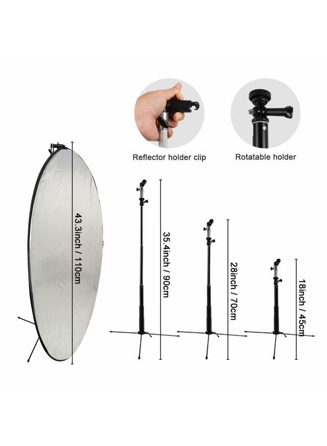 SEDGEWIN 5 in 1 Foldable Light Reflector 110cm with Metal Clamp and Lighting Stand for Studio Lighting Outdoor Shooting (Silver/Gold/White/Black/Translucent) - Image 5