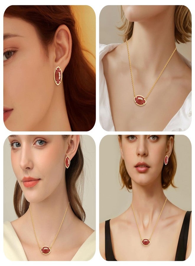 TUCEWP Football Jewelry Set for Women Dainty Game Day Stud Earrings Glitter Enamel Gold Sports Necklaces for Football Moms Gift Trendy Sports Fan Jewelry for Team Players Birthday Party Favors - Image 3
