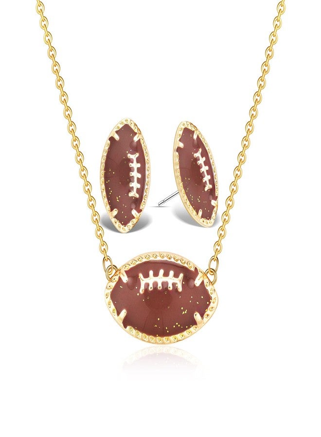 TUCEWP Football Jewelry Set for Women Dainty Game Day Stud Earrings Glitter Enamel Gold Sports Necklaces for Football Moms Gift Trendy Sports Fan Jewelry for Team Players Birthday Party Favors - Image 1