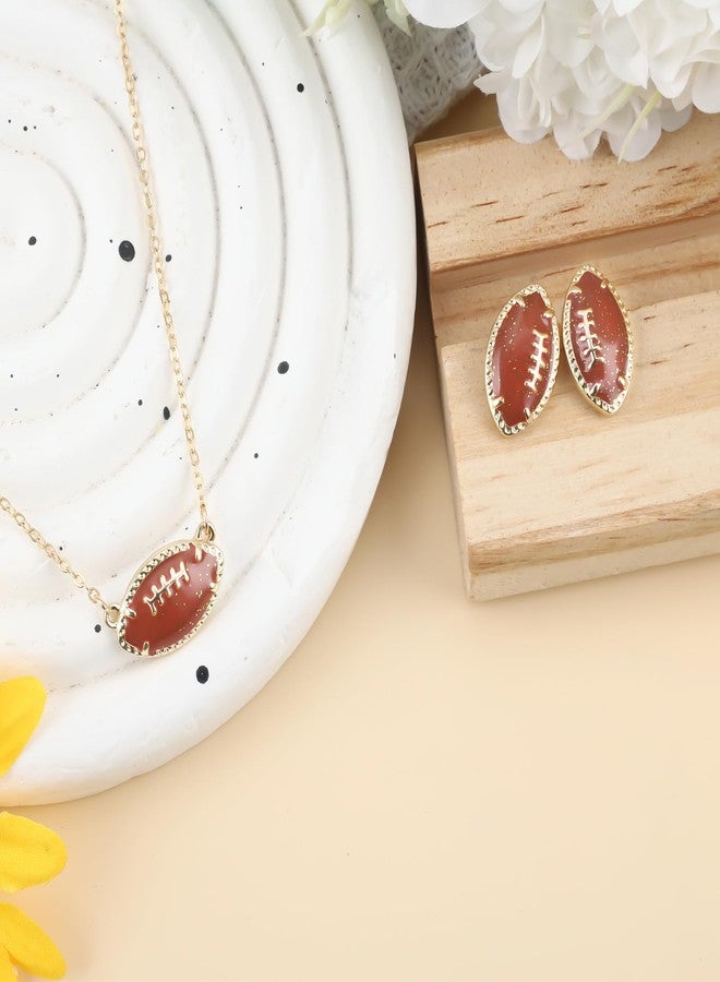 TUCEWP Football Jewelry Set for Women Dainty Game Day Stud Earrings Glitter Enamel Gold Sports Necklaces for Football Moms Gift Trendy Sports Fan Jewelry for Team Players Birthday Party Favors - Image 4