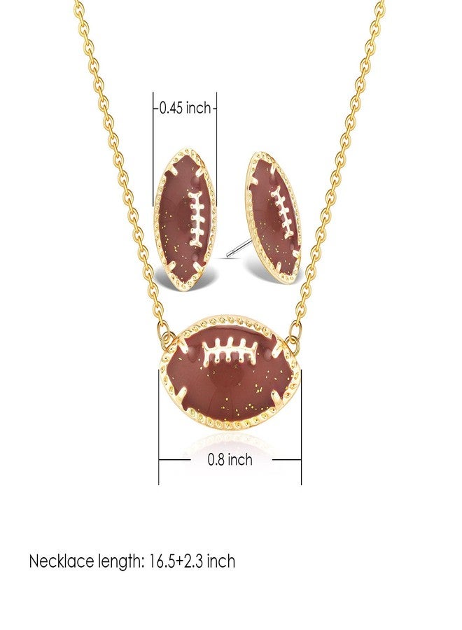 TUCEWP Football Jewelry Set for Women Dainty Game Day Stud Earrings Glitter Enamel Gold Sports Necklaces for Football Moms Gift Trendy Sports Fan Jewelry for Team Players Birthday Party Favors - Image 5
