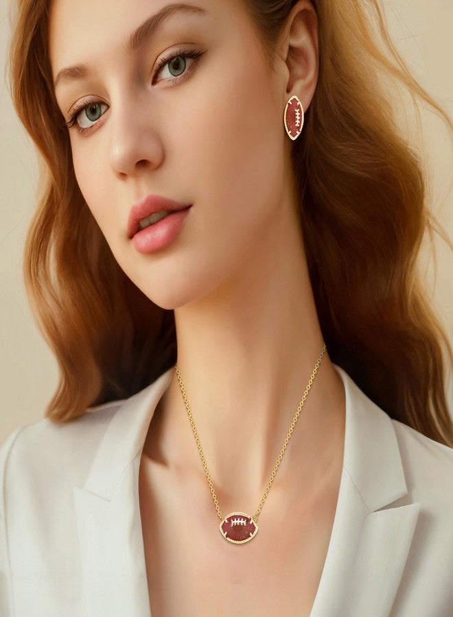TUCEWP Football Jewelry Set for Women Dainty Game Day Stud Earrings Glitter Enamel Gold Sports Necklaces for Football Moms Gift Trendy Sports Fan Jewelry for Team Players Birthday Party Favors - Image 2