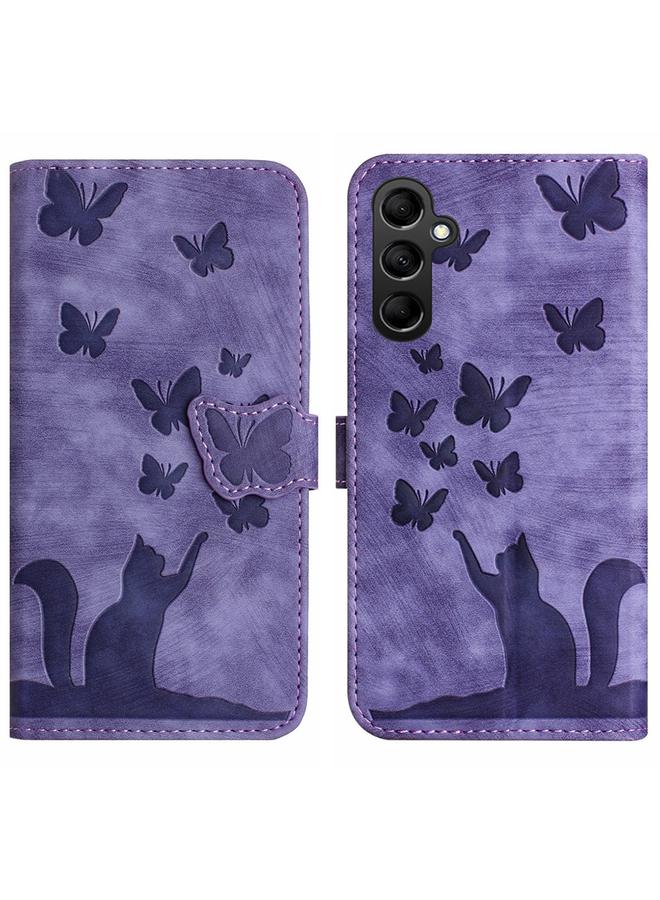 S-TOP Case For Samsung Galaxy A05s Butterfly Cat Embossing Flip Leather Phone Case - Image 1