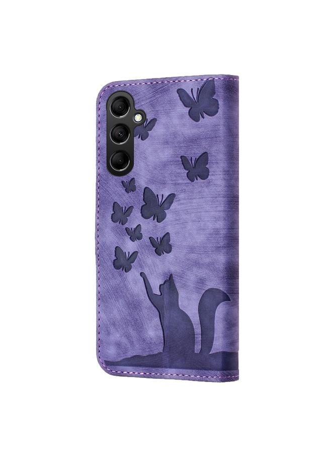 S-TOP Case For Samsung Galaxy A05s Butterfly Cat Embossing Flip Leather Phone Case - Image 4