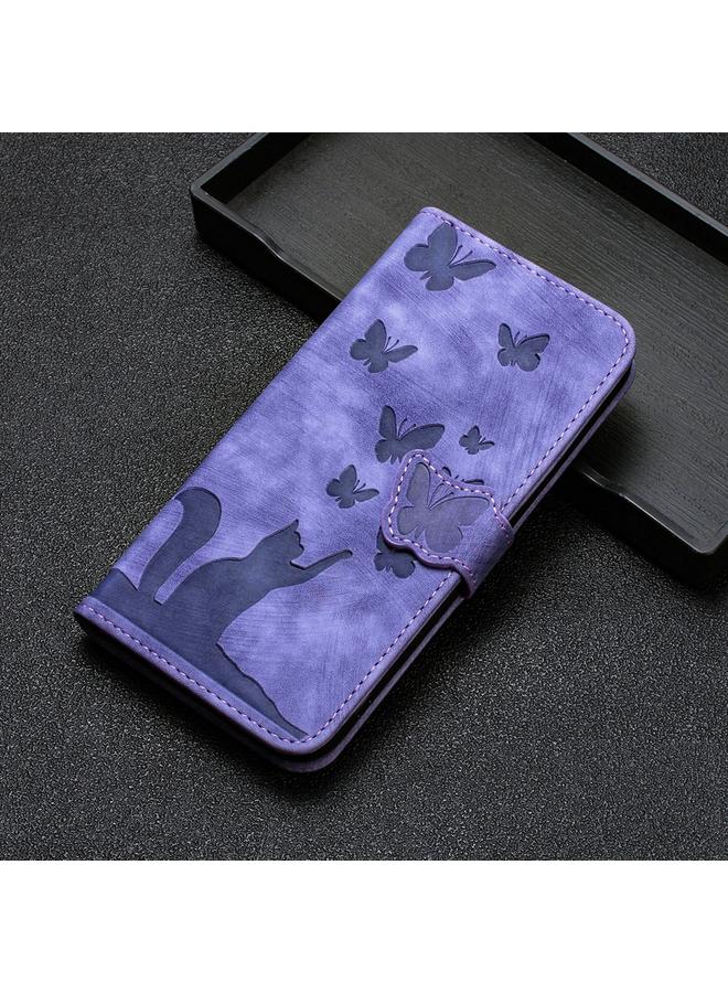 S-TOP Case For Samsung Galaxy A05s Butterfly Cat Embossing Flip Leather Phone Case - Image 2