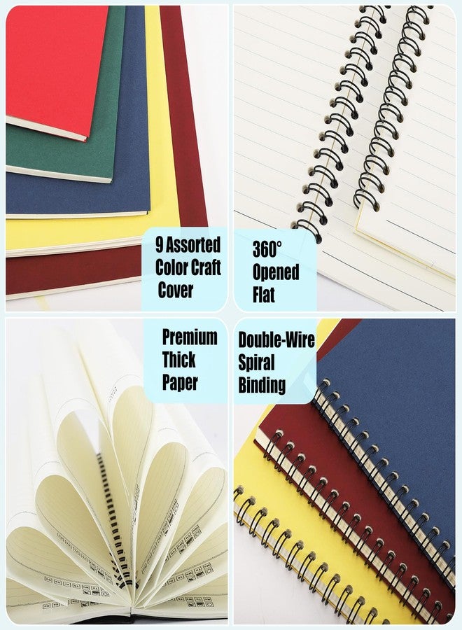 Dyrfolm 18 Pack Spiral Notebook Bulk,A5 Lined Notebooks,8.3 x 5.5 Inch Kraft Cover Notebook,College Ruled Journals Notebooks,Travel Writing Notebooks for Office Supplies,50 Sheets/100 Pages(9 Color) - Image 4