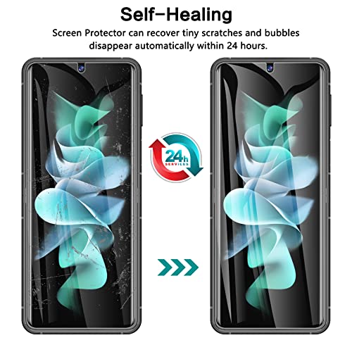 LYWHL 3 Pack for Samsung Galaxy Z Flip 4 Screen Protector, HD Clarity Premium Soft EPU Hydrogel Protective Film for Galaxy Z Flip 4 5G, Anti-Scratch Bubble Free Full Coverage Case Friendly - Image 3