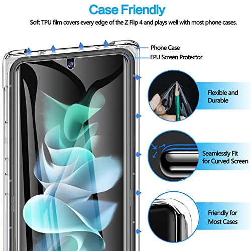 LYWHL 3 Pack for Samsung Galaxy Z Flip 4 Screen Protector, HD Clarity Premium Soft EPU Hydrogel Protective Film for Galaxy Z Flip 4 5G, Anti-Scratch Bubble Free Full Coverage Case Friendly - Image 2