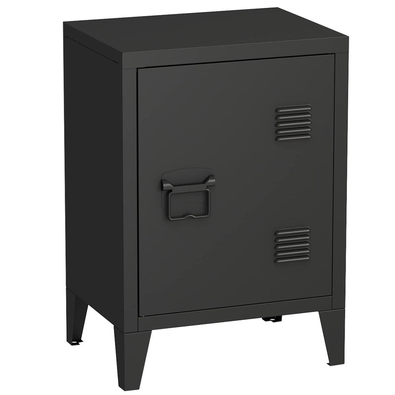 MIOCASA Metal Nightstand Modern End Side Table Steel Bedside Storage Cabinet with Shelf Easy Assembly for Living Room Bedroom - Image 1