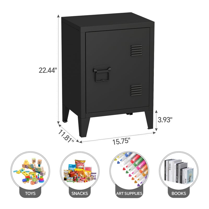 MIOCASA Metal Nightstand Modern End Side Table Steel Bedside Storage Cabinet with Shelf Easy Assembly for Living Room Bedroom - Image 2