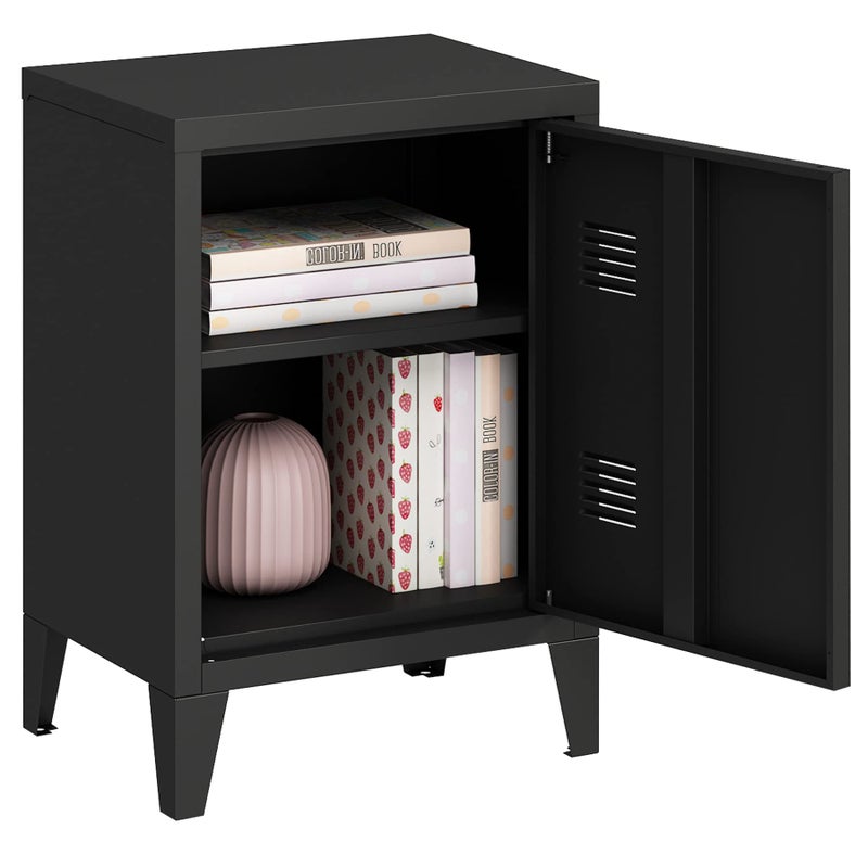 MIOCASA Metal Nightstand Modern End Side Table Steel Bedside Storage Cabinet with Shelf Easy Assembly for Living Room Bedroom - Image 5