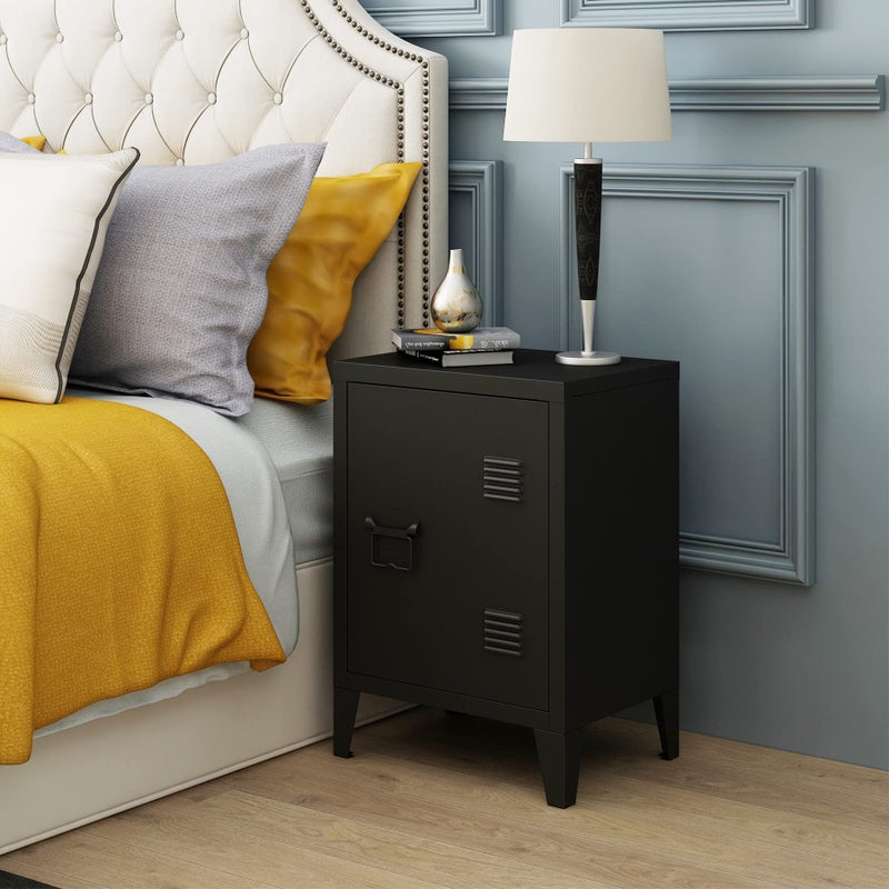 MIOCASA Metal Nightstand Modern End Side Table Steel Bedside Storage Cabinet with Shelf Easy Assembly for Living Room Bedroom - Image 3