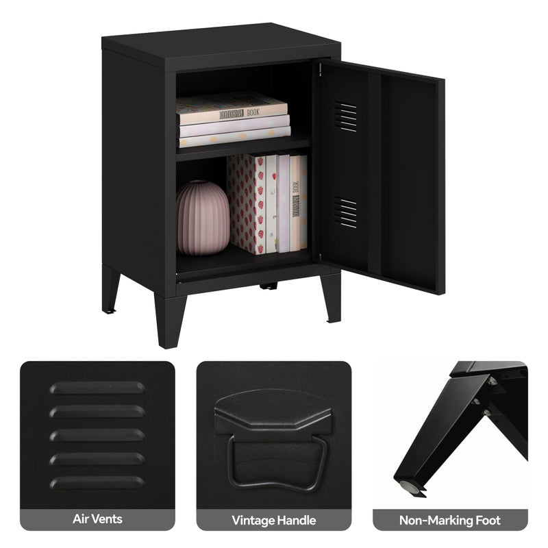 MIOCASA Metal Nightstand Modern End Side Table Steel Bedside Storage Cabinet with Shelf Easy Assembly for Living Room Bedroom - Image 4