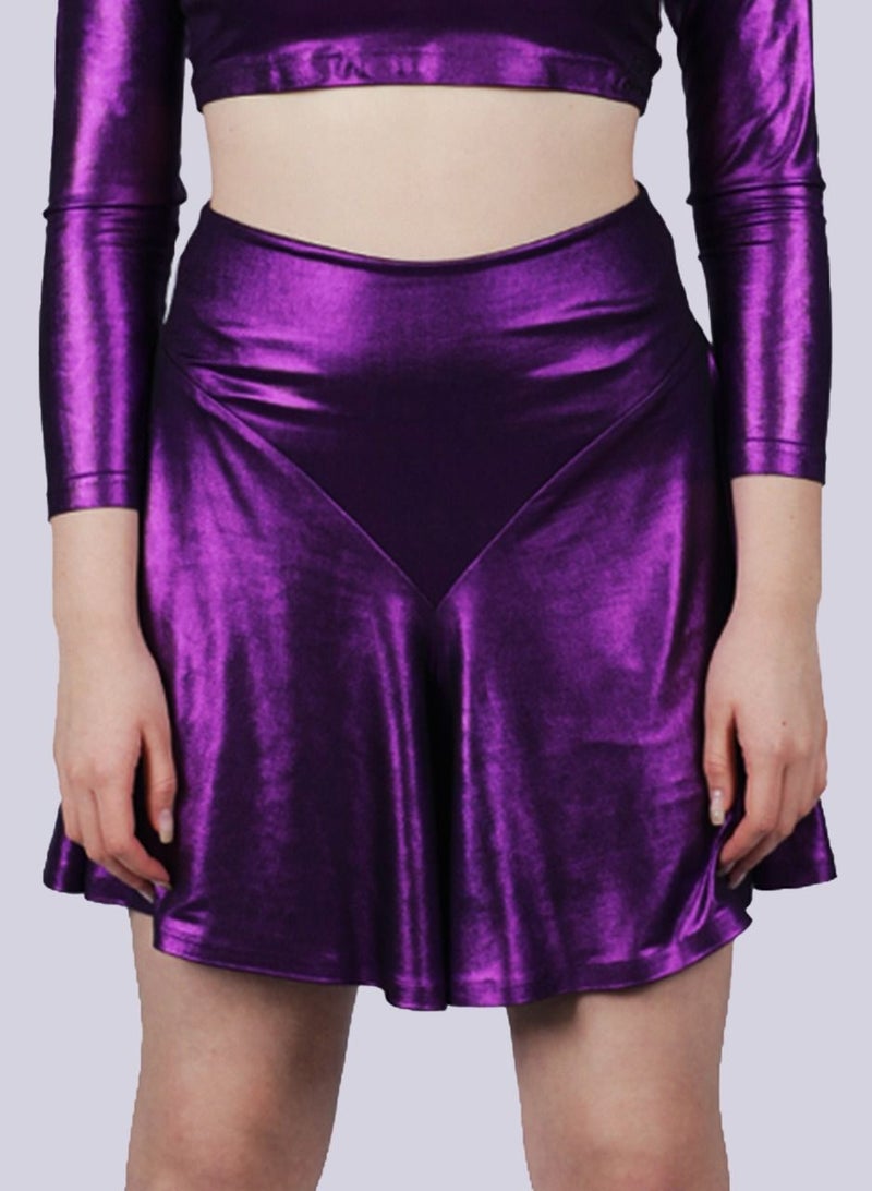 NIVA FASHION HOUSE Opulence Purple Crop Top and Shorts Set  - Image 5