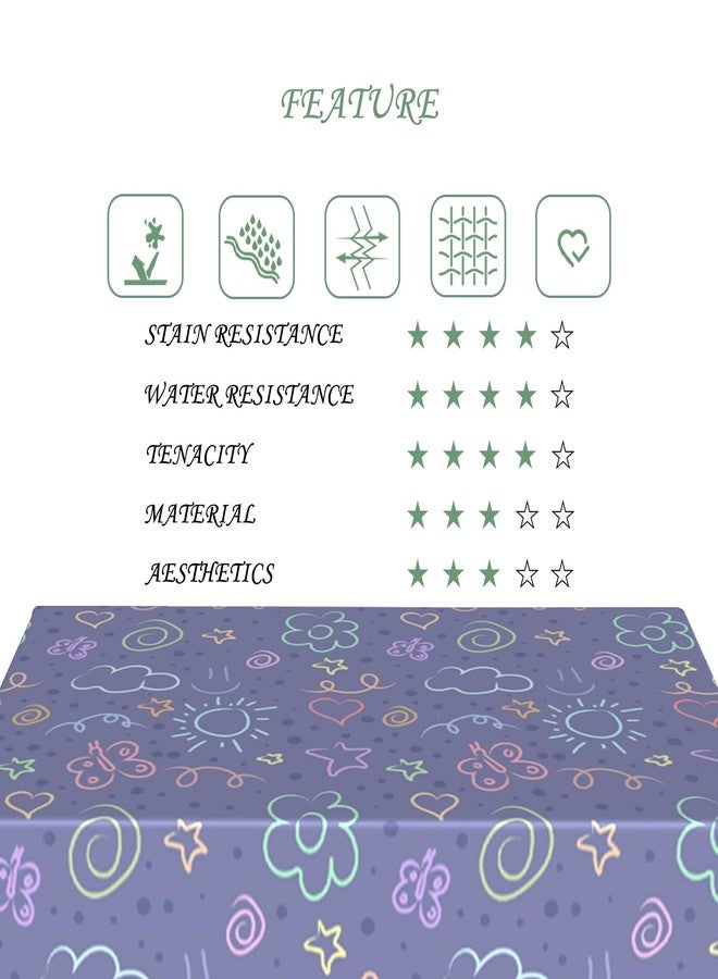 ggaimwf مفرش طاولة مستطيل للأطفال من ggaimwf، مقاس 52×70 بوصة، مزين برسومات كرتونية لأزهار وشمس، قابل للغسل، متين، مناسب للمطبخ، غرفة الأطفال، غرفة النوم، الحفلات الخارجية، وحفلات استقبال المولود. - Image 5