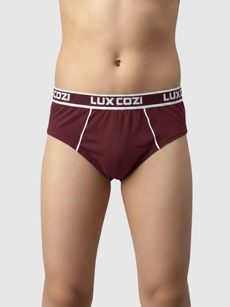Lux Cozi Boy's Pack of 8 Super Combed Cotton Outer Elastic Solid Brief with Ultra Soft Waistband (Size : 80cm) Multicolour - Image 3