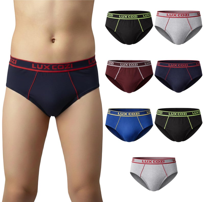 Lux Cozi Boy's Pack of 8 Super Combed Cotton Outer Elastic Solid Brief with Ultra Soft Waistband (Size : 80cm) Multicolour - Image 1