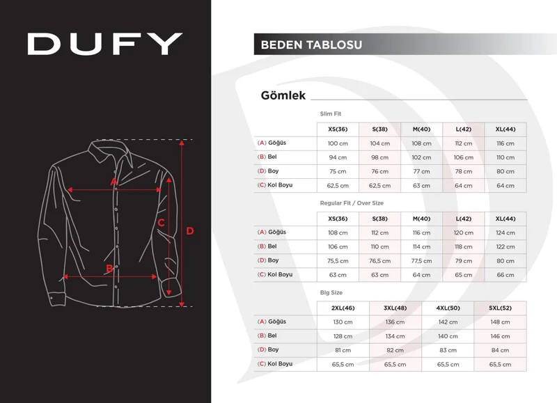 Dufy Blue Men's Slim Fit Brent Collar Long Sleeve Shirt