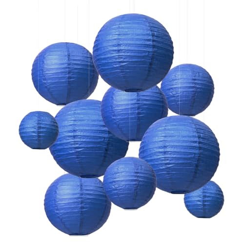 LIHAO Blue Paper Lanterns for Graduation Decorations Classroom Graduation Party Graduation Cap Weddings Birthdays 10PCS - Image 1
