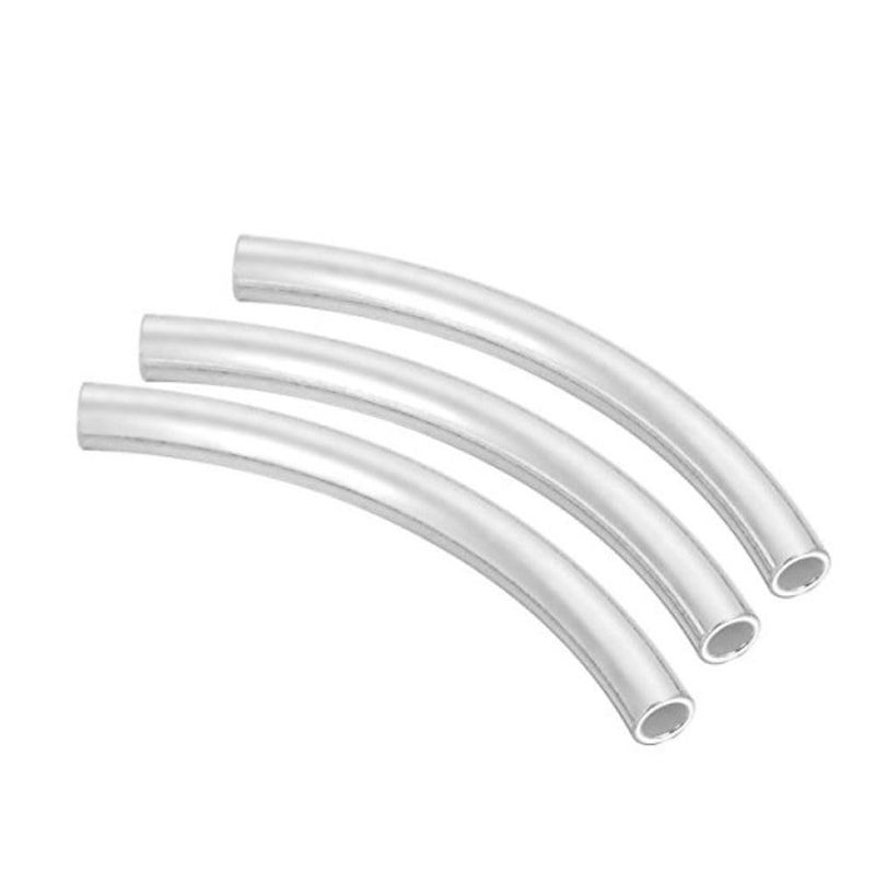 10pcs Adabele Authentic 925 Sterling Silver Curved Noodle Tube Loose Beads 20mm x 2mm Hole ID 15mm Connector for DIY Craft Jewelry Making SS24020