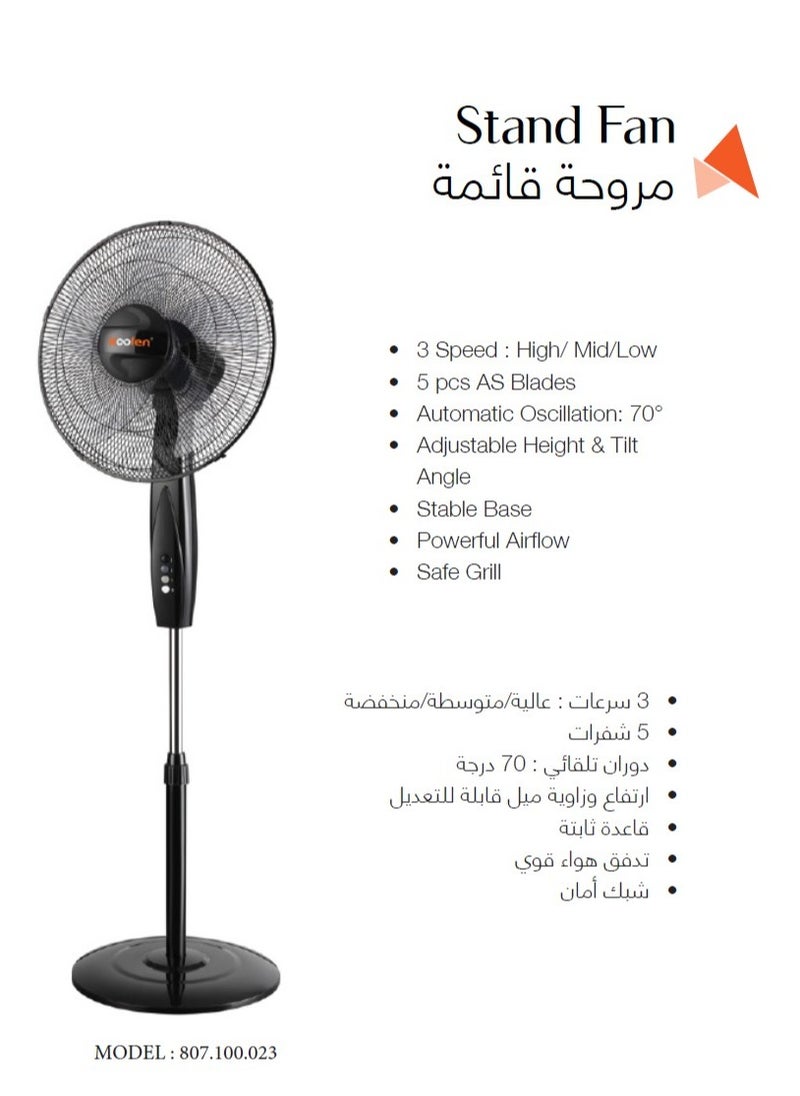 Koeln 16-Inch Stand Fan with 3 Speeds – Quiet Operation – Oscillating Function – Adjustable Height and Angle – Powerful Airflow – Modern Design  - Image 2