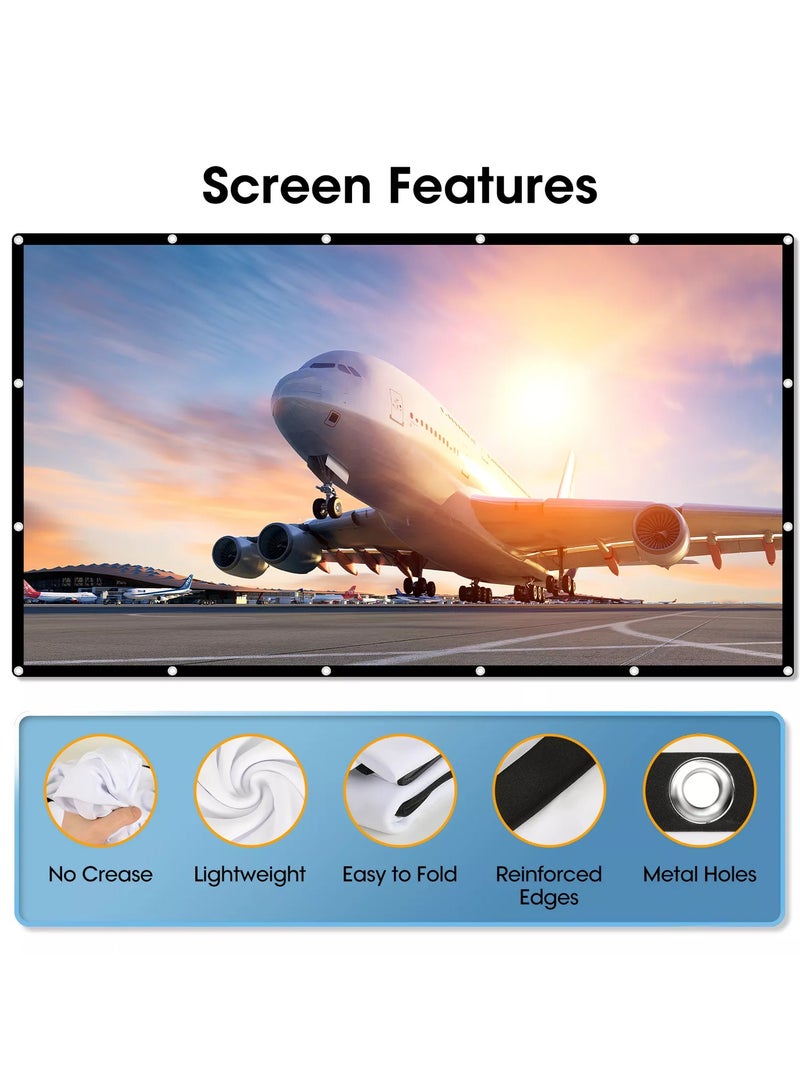 150inch Projector Screen,16:9 4K ,with Hooks,Portable, Projection Screens, Movie Screen ,Double Sided ,Washable, Foldable ,for Home Theater , Office, Outdoor Movies,Camp Party  - Image 5