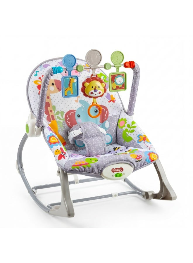 3-in-1 Infant to Toddler Rocking Chair - Heavy Duty Metal Frame, Waterproof Fabric, Music & Soothing Vibrations - Up to 18kg