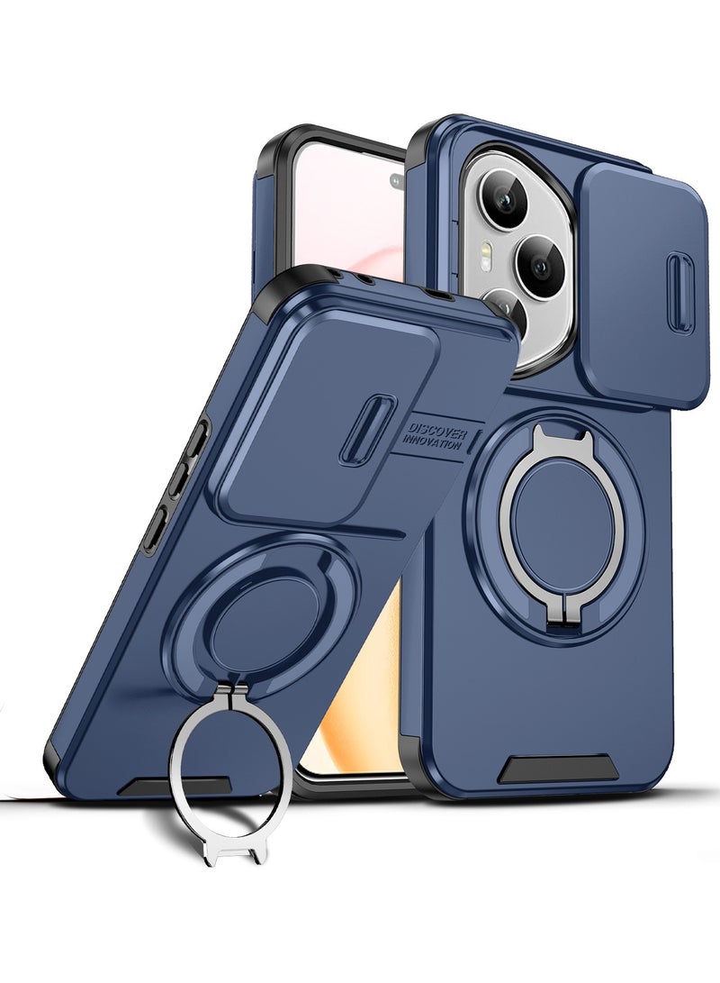 Case Compatible with Honor 400 Pro, Built-in 360° Rotatable Ring Stand  Sliding Lens Protection, Anti-fingerprint Protective Cover for Honor 400 Pro 5G