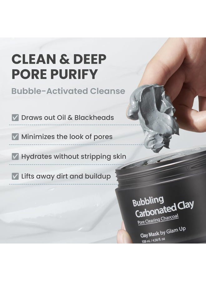 Glam Up قناع الطين الفوار المنظف للوجه - مزيل الرؤوس السوداء، قناع تقشير، تنظيف المسام، تنظيف عميق، قناع طين فوار للتخلص من السموم، نباتي 135 مل (4.56 أونصة سائلة) - Image 2