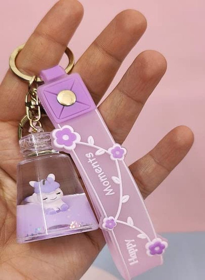 Generic AMANVANI Unicorn Water Glitter Key ring For Girls/Unicorn Key chain For Kids/Stylish Key ring For Girls Boys Car, Office, Home, Door Return Gifts (1 Piece) | Alloy steel - Image 5