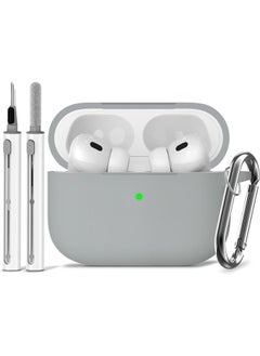 SJet Soft Silicone Protective Case Cover for AirPods Pro 2/Pro with Cleaner Kit and Keychain(Grey)  - Image 1