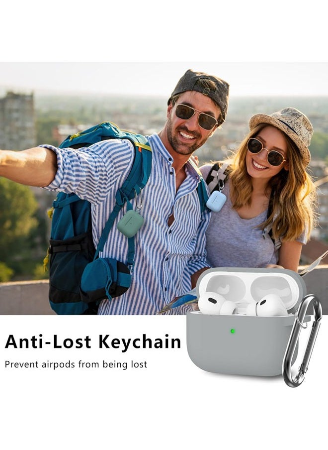 SJet - Soft Silicone Protective Case Cover for AirPods Pro 2/Pro with Cleaner Kit and Keychain(Grey) - Image 1