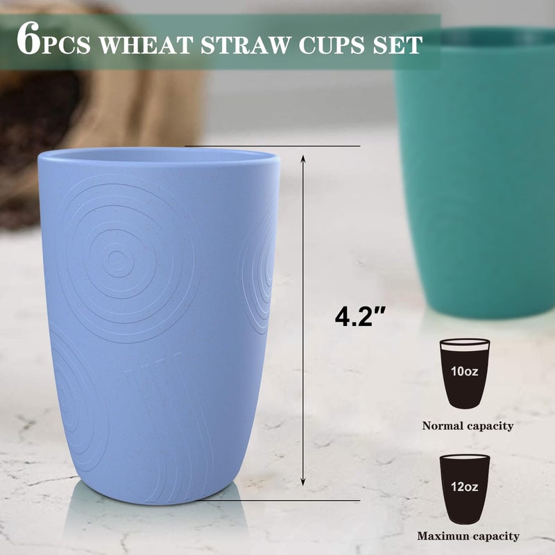 Homienly Plastic Cups Alternatives Unbreakable Drinking Glasses Wheat Straw Cup Sets for Kitchen Camping Party RV Stackable Water Tumblers Dishwasher Freezer & Microwave Safe 6 PCS (12OZ, Multi) - Image 2