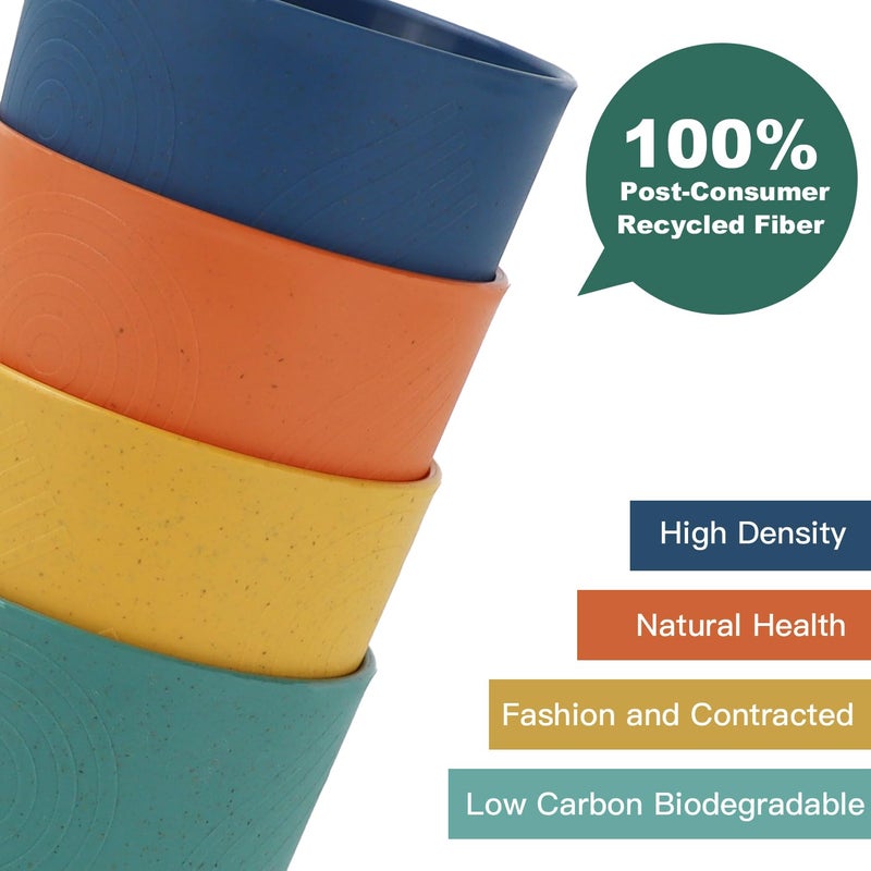 Homienly Plastic Cups Alternatives Unbreakable Drinking Glasses Wheat Straw Cup Sets for Kitchen Camping Party RV Stackable Water Tumblers Dishwasher Freezer & Microwave Safe 6 PCS (12OZ, Multi) - Image 4