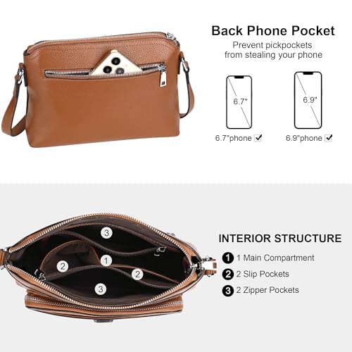 Over Earth Genuine Leather Crossbody Bags for Women Small Ladies Handbags and Purses with Card Slots(O205E Brown New) - Image 5
