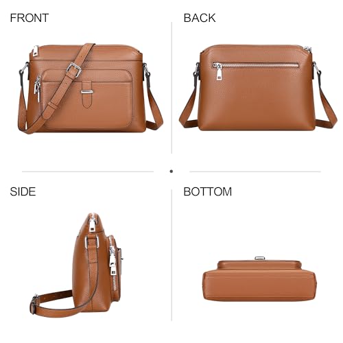 Over Earth Genuine Leather Crossbody Bags for Women Small Ladies Handbags and Purses with Card Slots(O205E Brown New) - Image 3