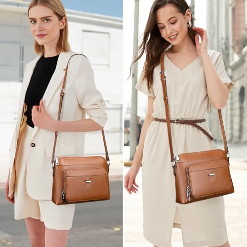 Over Earth Genuine Leather Crossbody Bags for Women Small Ladies Handbags and Purses with Card Slots(O205E Brown New) - Image 2