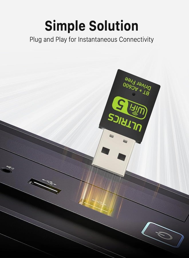 ULTRICS محول واي فاي وبلوتوث USB من ULTRICS، مستقبل لاسلكي خارجي ثنائي النطاق 2.4/5 جيجاهرتز بسرعة 600 ميجابت في الثانية، دونجل واي فاي صغير لأجهزة الكمبيوتر/اللابتوب/المكتبي، متوافق مع أنظمة التشغيل ويندوز 11/10/8.1/ماك أو إس - Image 4