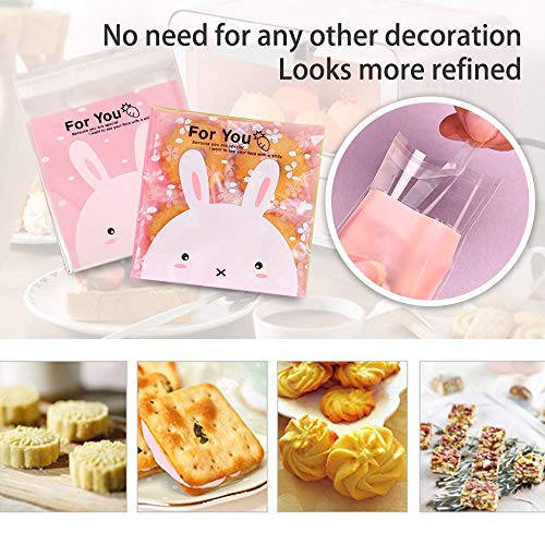 Chocozone Pack of 100 Self Adhesive Guddy Bags Party Favor Bags Cookie Bags Chocolate Pouches Birthday Party Return Gift Bags (Pink) - Image 5